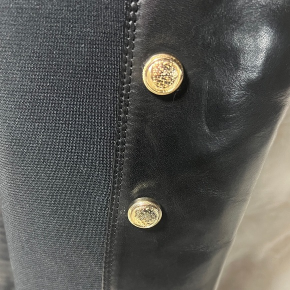 Vince Camuto Black Knee-High Boots with Gold Button Trim - Picture 6 of 8